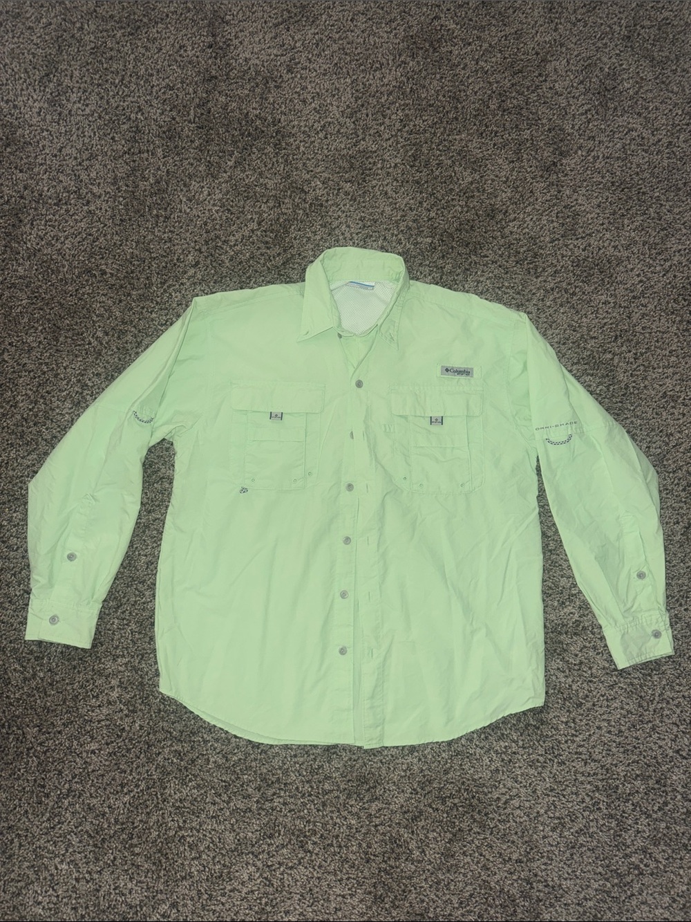 Columbia Men’s Light Mint Green Long Sleeve Button-Up Shirt